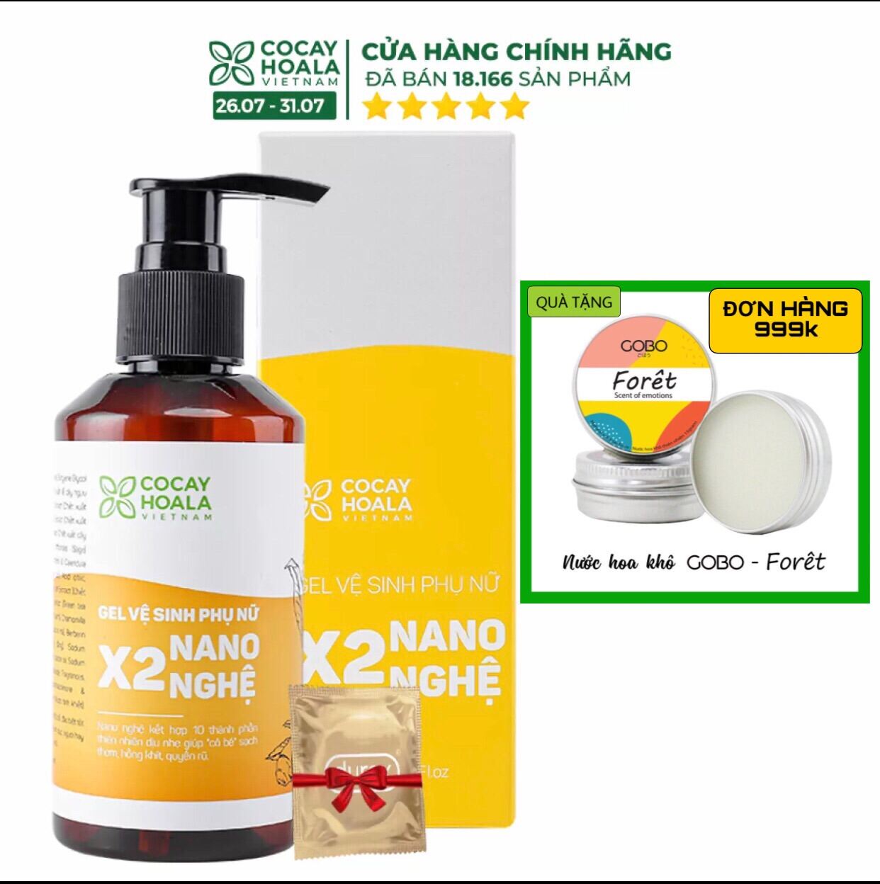 Gel Vệ Sinh Phụ Nữ Giảm Viêm Ngứa X2 Nano Nghệ Cocayhoala 150ml