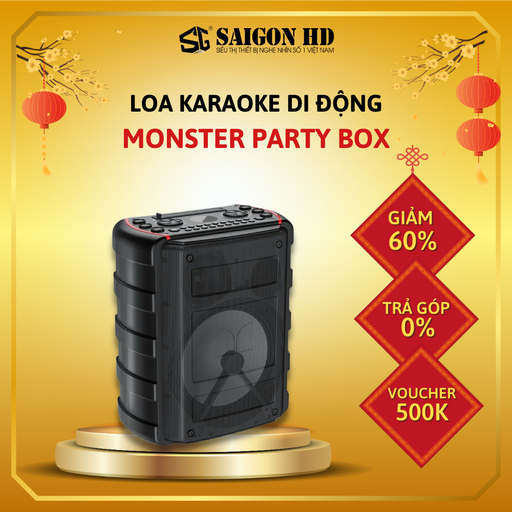 [ Tặng kèm Micro] Loa bluetooth ngoài trời MONSTER Party Box - Hàng chính hãng, giá tốt