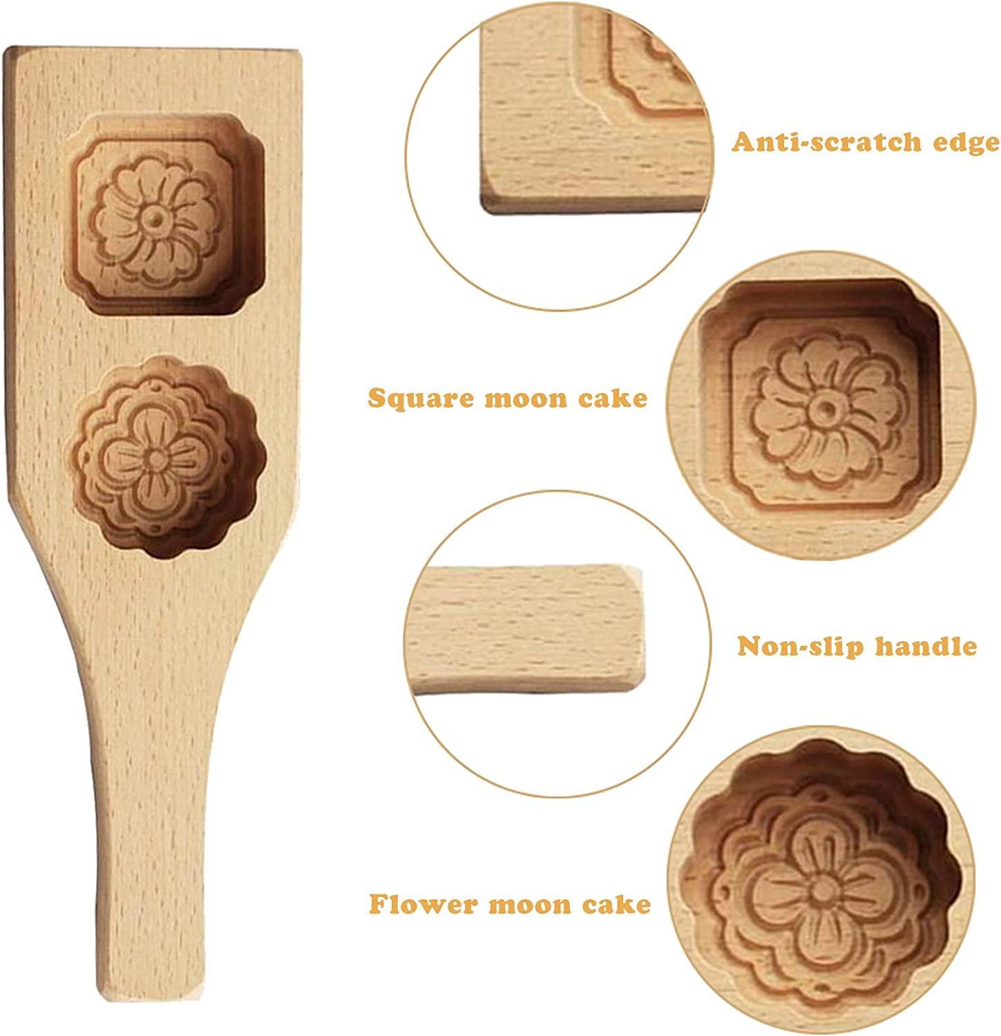 Khuôn làm bánh trung thu bằng gỗ khuôn làm bánh trung thu hình hoa thủ công