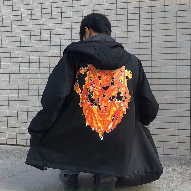 Áo Khoác Dù THIFU FASHION 2 Lớp In Con Con Sói Lửa HADES Chống Nắng Tránh Mưa Cho Nam Và Nữ