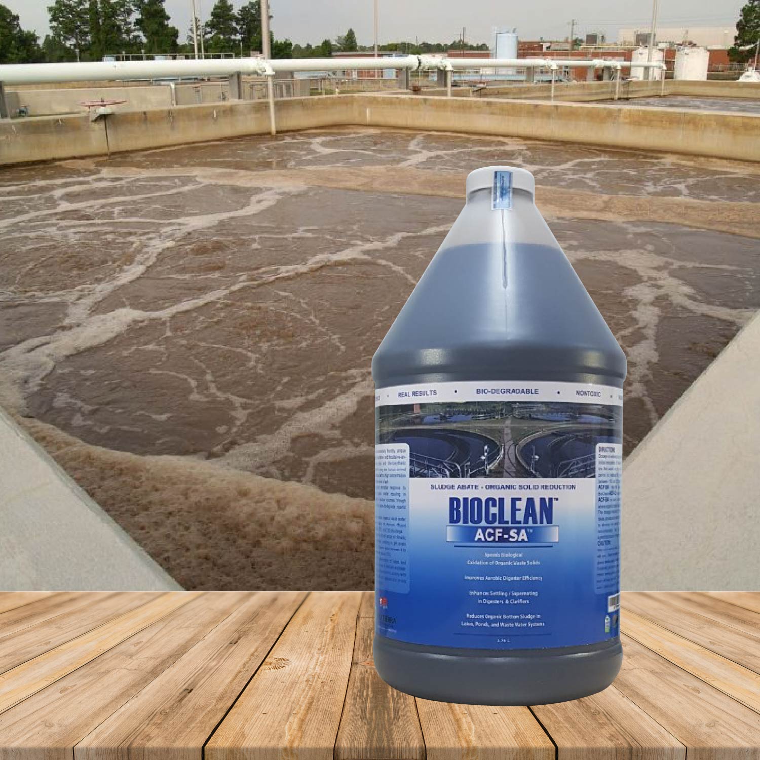 Vi sinh phân hủy bùn hữu cơ, giảm thể tích bùn trong hệ thống xử lý nước thải Bioclean ACF SA hàng Mỹ NSX Sun & Earth Microbiology - chai gallon = 3,785 lít