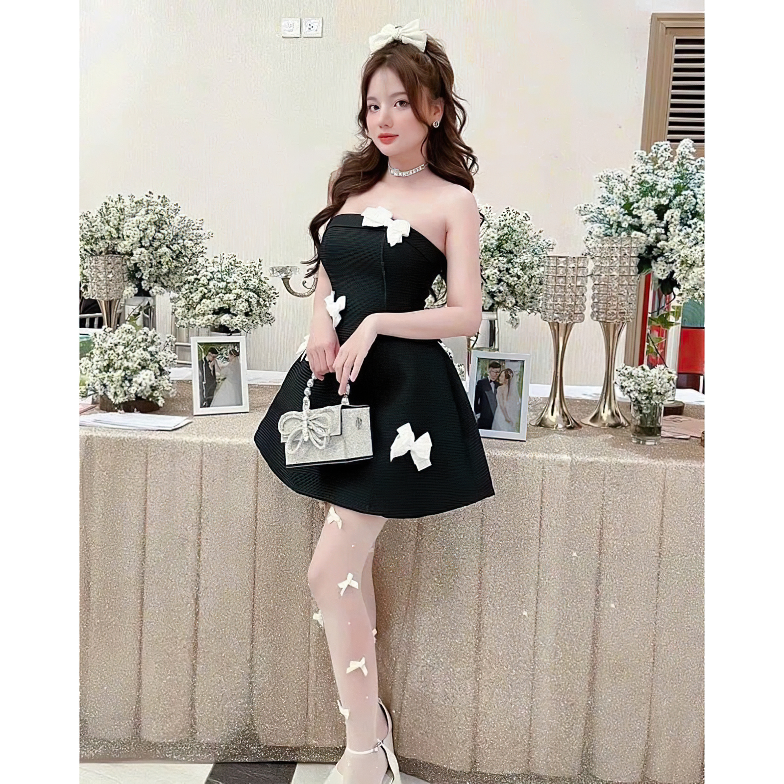 Đầm cúp ngực dự tiệc MINA thiết kế dáng xoè chất liệu Tweed - MN243