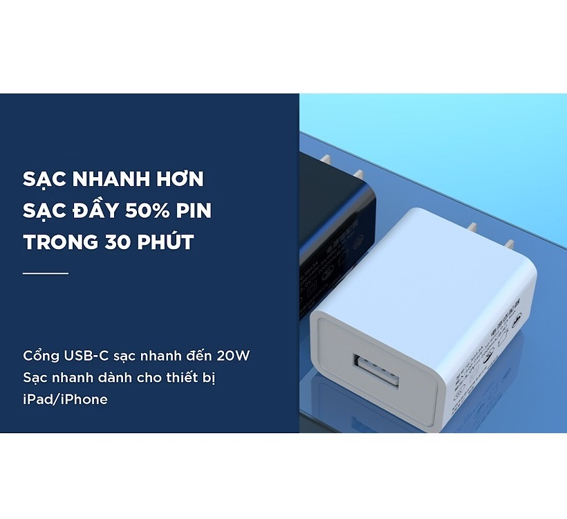 Bộ củ sạc nhanh và cáp sạc Android/IOS power delivery cổng USB Type-C Quick Charge 3.0 Soc Viniel CSOC18 - Hàng chính hãng