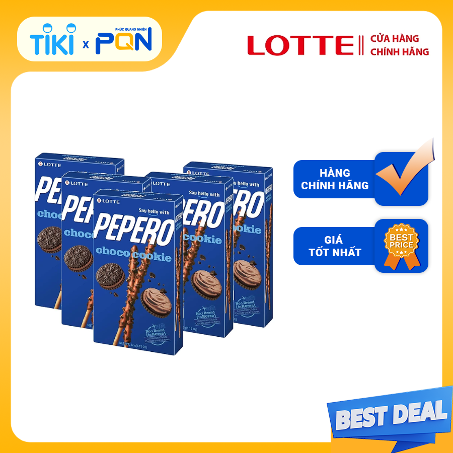 Combo 5 hộp bánh Lotte Pepero giòn tan phủ Sô-cô-la Cookie