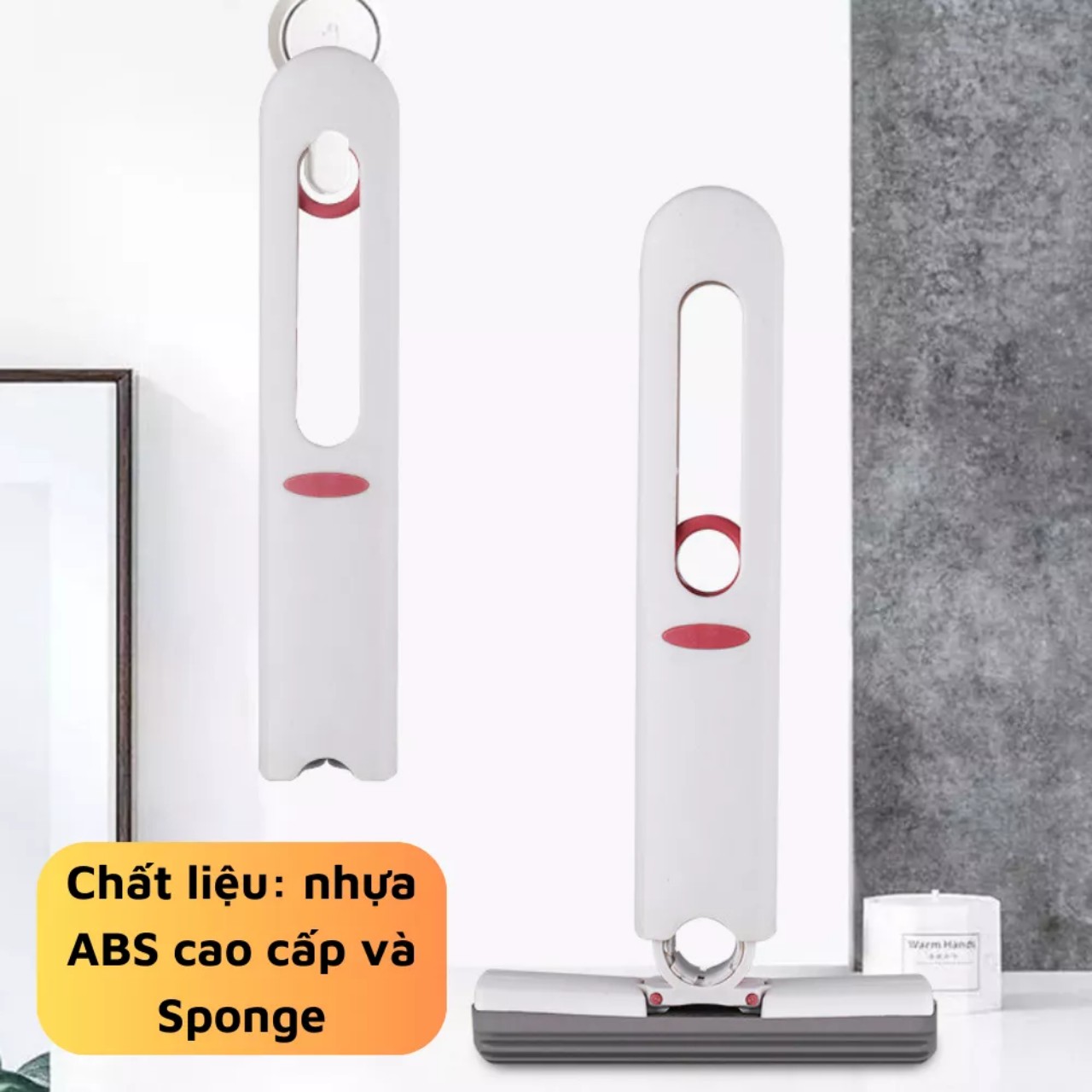 Cây lau kính tự vắt mini gấp gọn, dụng cụ lau vê sinh nhà bếp