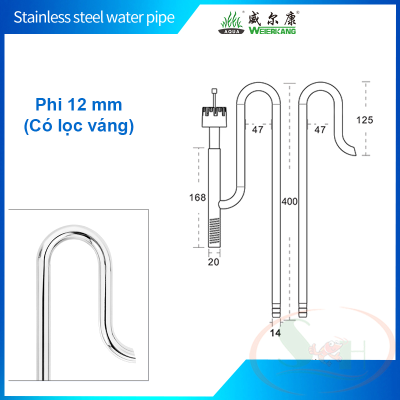 Bộ in out inox Week đầu váng xoay 12, 16 mm lọc thùng bể cá tép thủy sinh cảnh