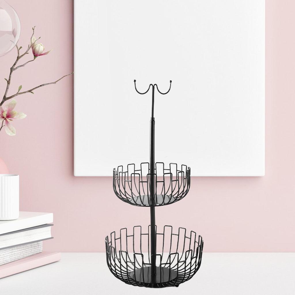 Iron Art 2 Tier Hanging Fruit Basket Holder Storage Rack Black Space Saver