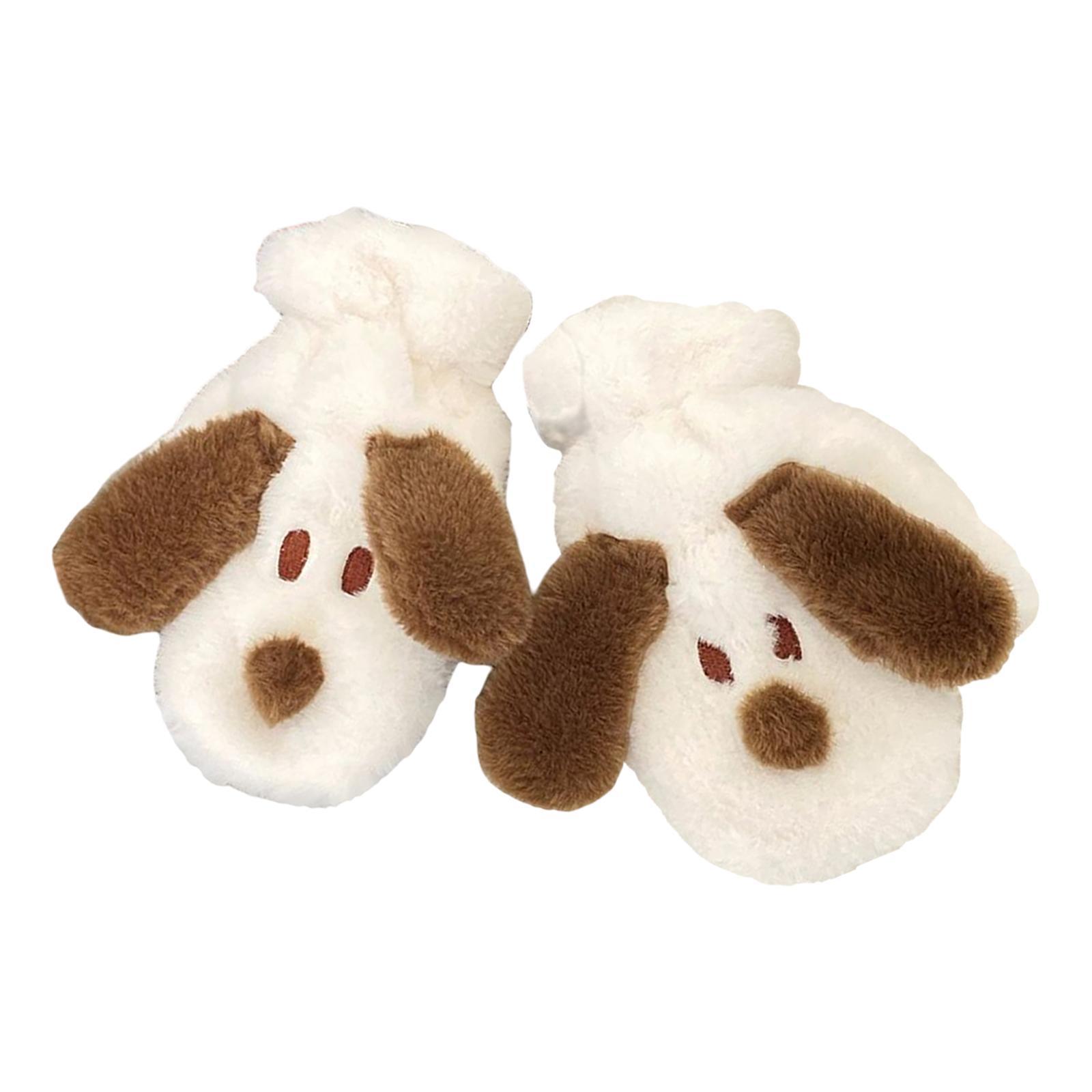 Women's Cute Plush Gloves Warm Windproof Soft for Winter Cycling