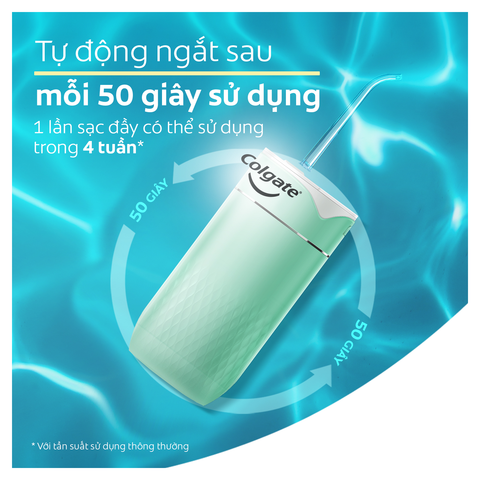 Máy tăm nước Colgate cầm tay IPX7 trắng sáng răng