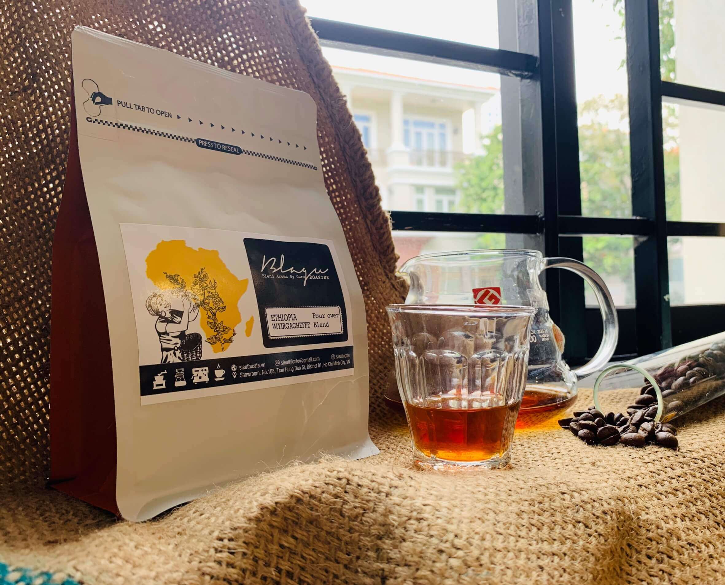 CÀ PHÊ BLAGU HẠT ĐÃ RANG , ETHIOPIA W.YIRGACHEFFE, LIGHT MEDIUM ROAST 250G