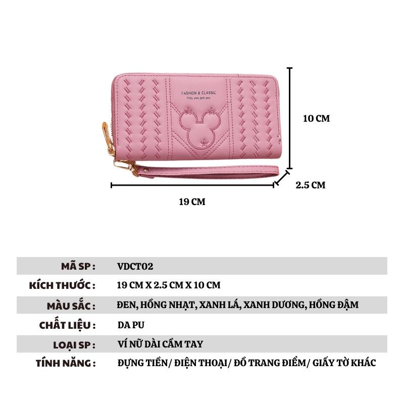 Ví nữ cầm tay dài cute thời trang Hàn Quốc đẹp sang trọng đựng điện thoại nhiều ngăn giá rẻ LUKADO VDCT02