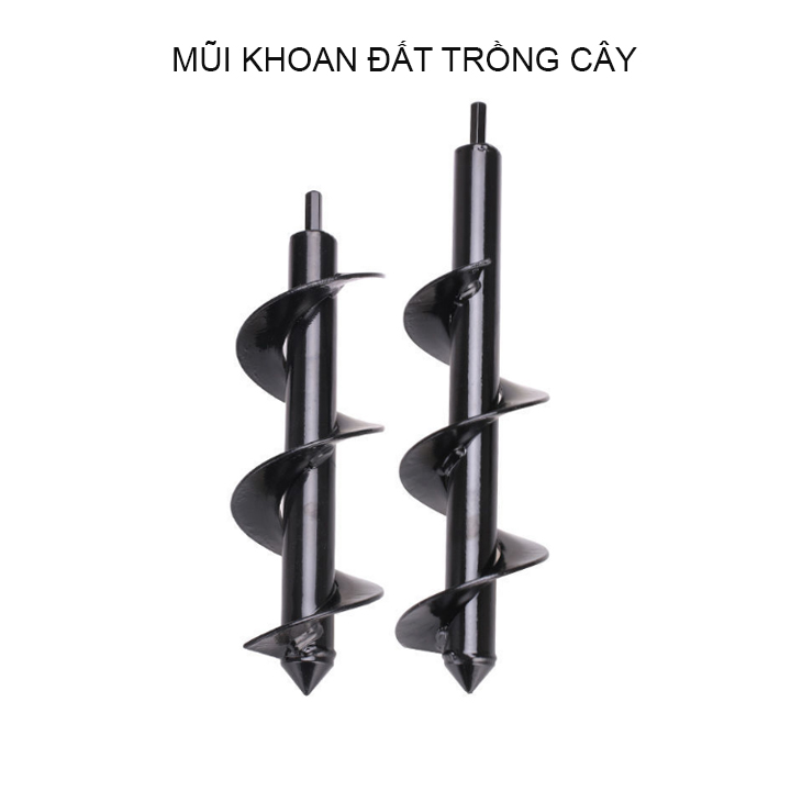 Mũi khoan đất trồng cây, loại đường kính 8-10cm, độ dài có nhiều loại cho khách lựa chọn