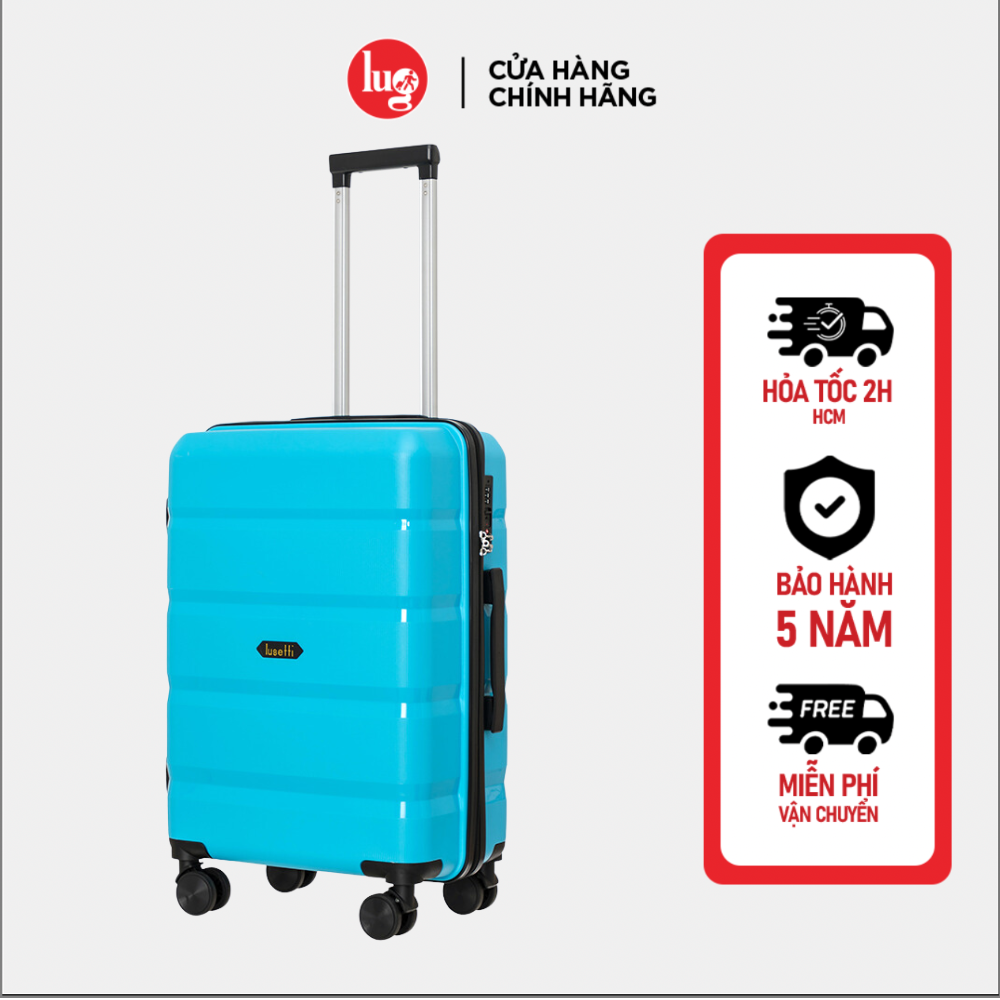 Vali Kéo Lug Lusetti Sharon S18S22 Ls1150 Nhựa Pp Chống Bể Vỡ, Khóa Tsa An Ninh Quốc Tế - Light Blue - 22 Inch