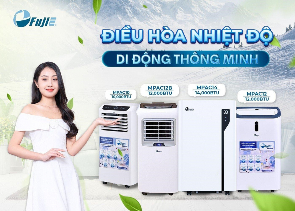 Máy lạnh di động 12.000 BTU FujiE, điều hòa di động mini thông minh điều khiển qua App không cần lắp đặt - Hàng chính hãng