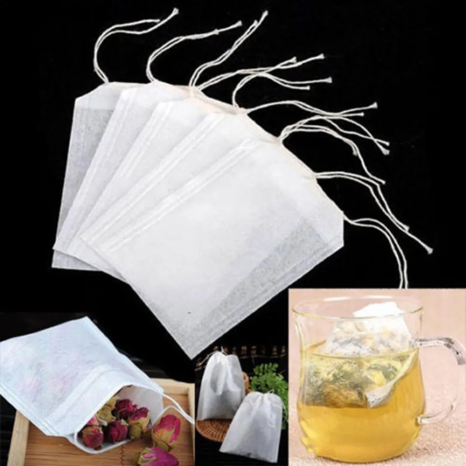 Combo 100 túi lọc trà, thảo dược dây rút chất liệu không dệt - HENRYSA