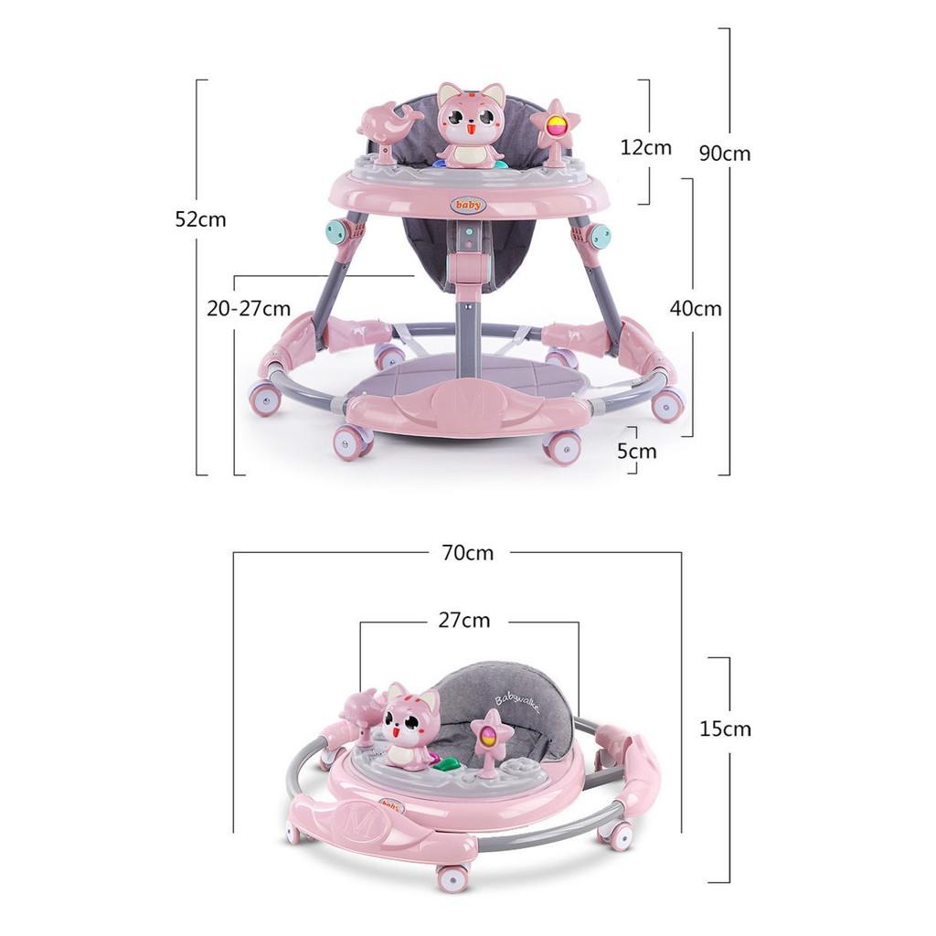 Xe Tập Đi Đa Năng Đáng Yêu Dành Cho Bé 6 Chế Độ Chỉnh Độ Cao Phù Hợp Có Nhạc Đèn Bánh Xe Xoay 360 Độ
