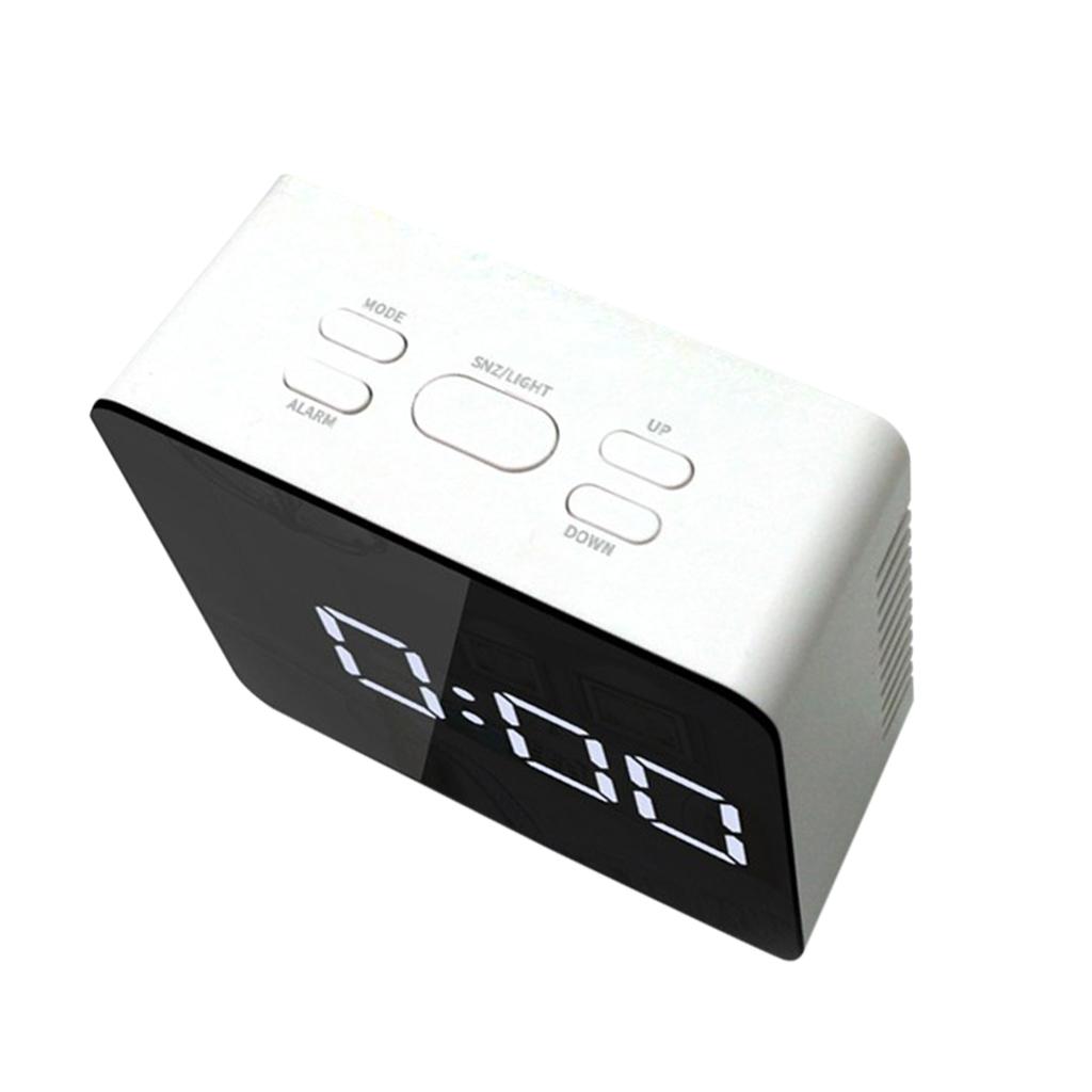 2Pcs Table LED Clock - Time Snooze Alarm Clock Mirror Thermometer - Square