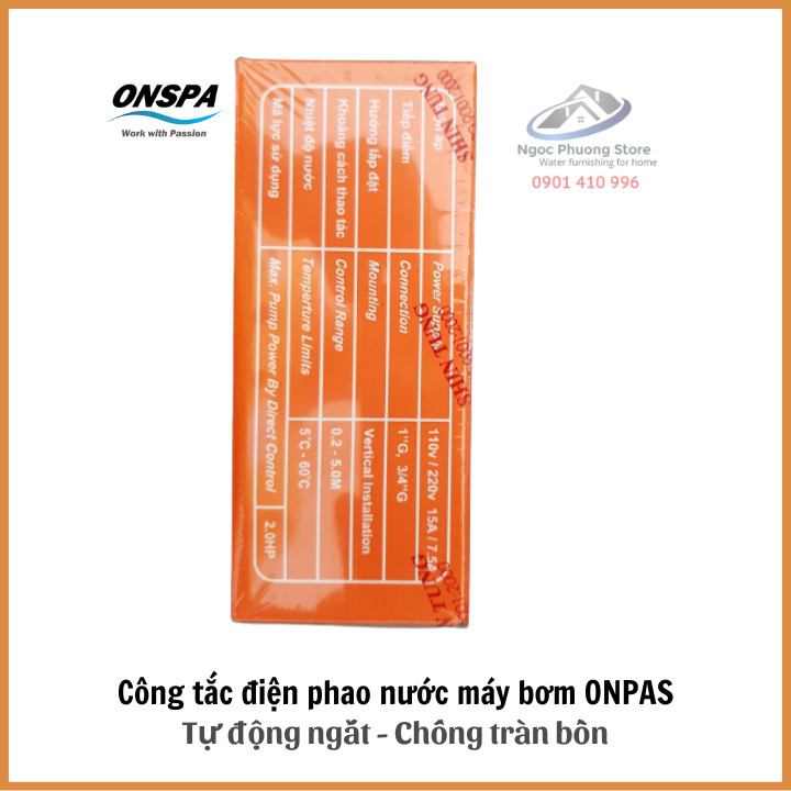 Phao Điện bơm nước ONPAS Tự động ngắt mở, Chống Tràn Chống Cạn, Tiếp Điểm Mạ Bạc Siêu Bền ST-70AB15