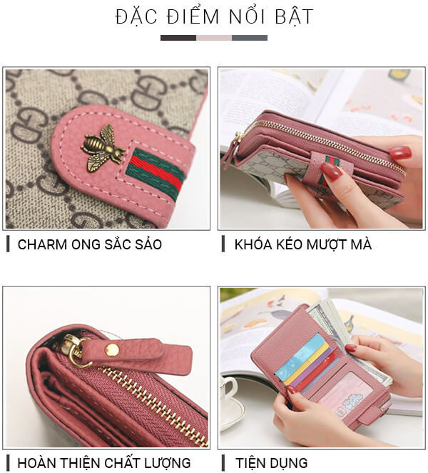 Ví Nữ Cầm Tay DG Hình Con Ong- Màu Đen