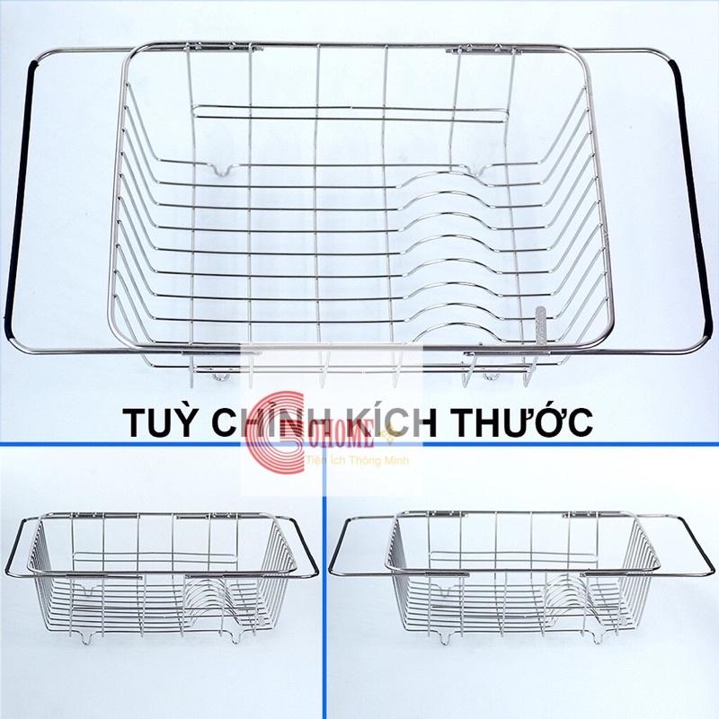 Khay Inox 304 đựng đĩa chén trái cây gác lên bồn rửa chén  size lớn tùy chỉnh kích thước tiện lợi gọn gàng