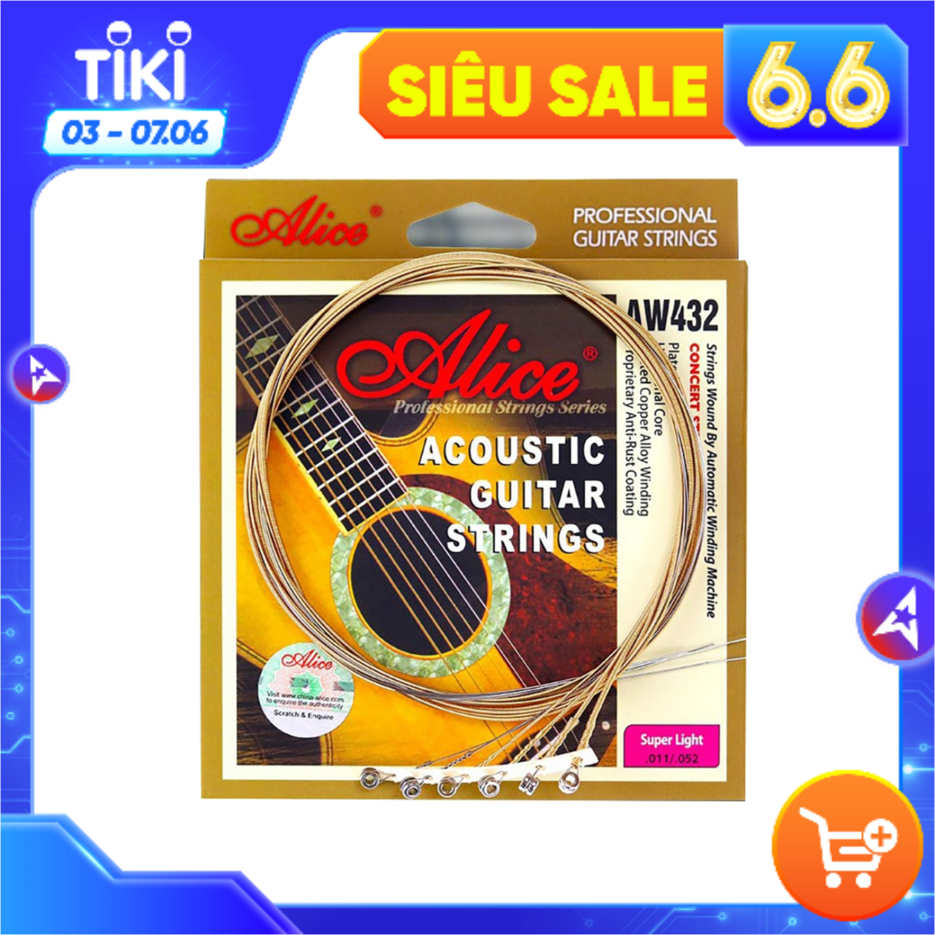 Bộ 6 Dây Đàn Guitar Acoustic Alice AW466, AW432 Cỡ 11 - Hàng Chính Hãng