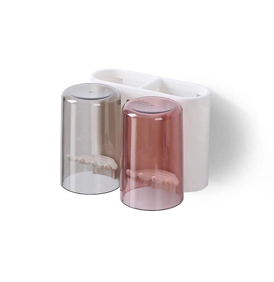 Bộ dụng cụ nhả kem đánh răng tự động và giá treo bàn chải đa năng 02 cốc TH SUS-E1924 - chất liệu ABS cao cấp