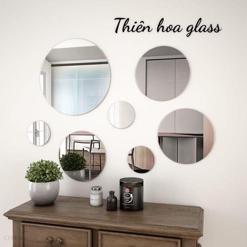 Bộ 7 gương tròn dán tường loại to thuỷ tinh decor trang trí nội thất nhà cửa