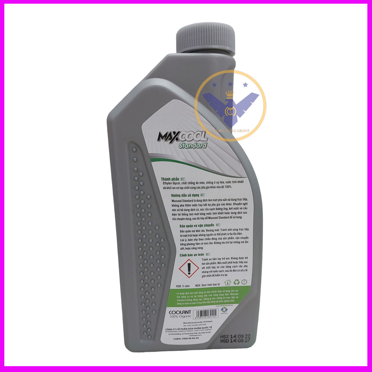 Combo 2 can nước làm mát xe ô tô màu xanh Maxcool 4L tặng lon 1L