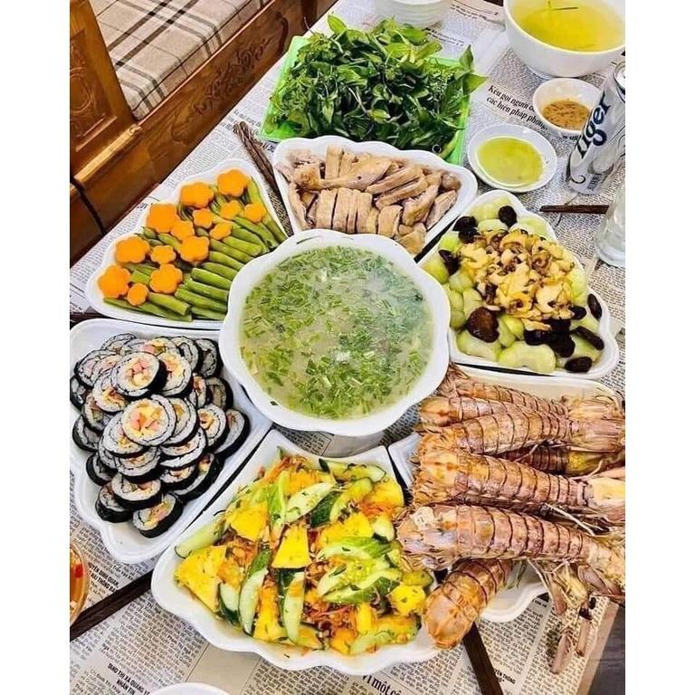 Sét bộ bát đĩa Hoa mặt trời sứ trắng cao cấp size đường kính 53,5cm