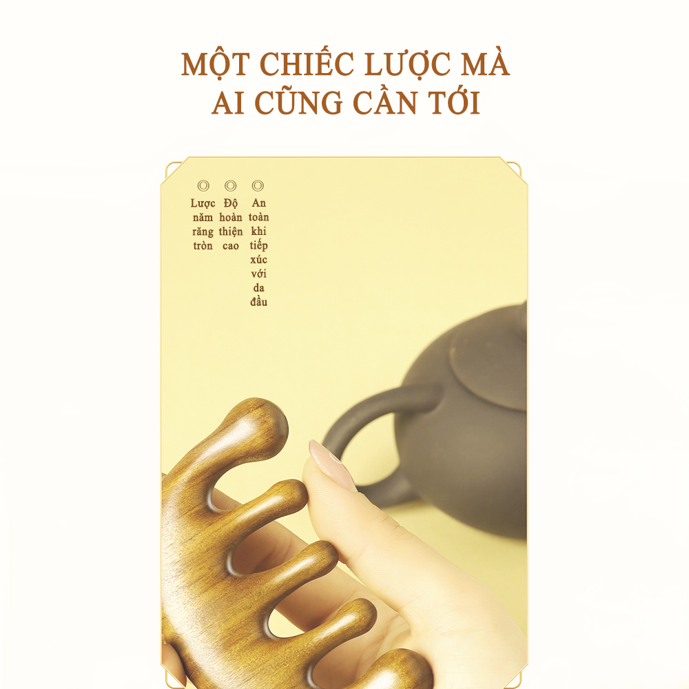 Lược Gỗ Thơm Mát Xa Da Đầu Răng Thưa Thư Giãn Giải Tỏa Áp Lực Độc Đáo - COH268