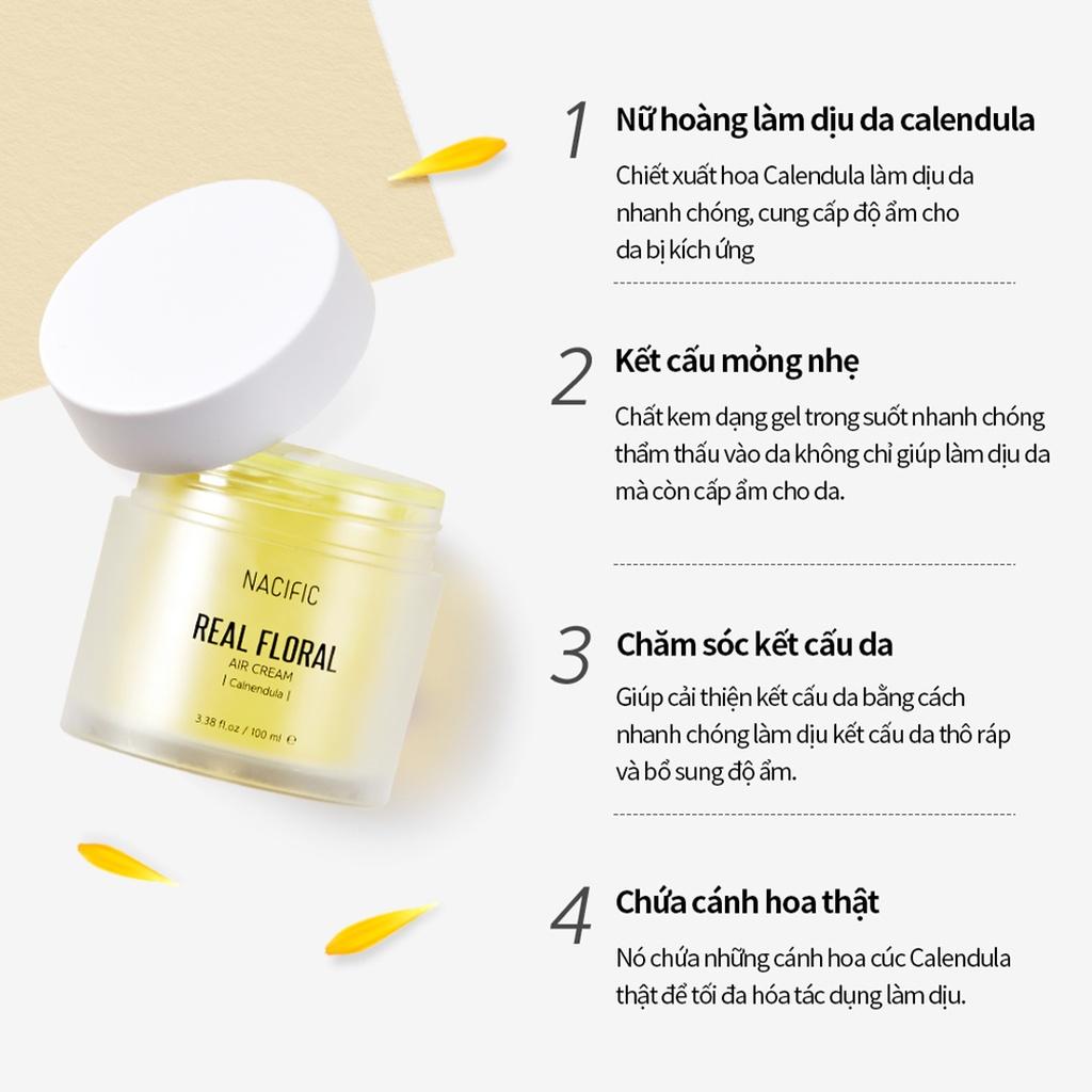 Kem dưỡng ẩm làm sáng da Nacific Real Floral Air Cream Calendula 100ml