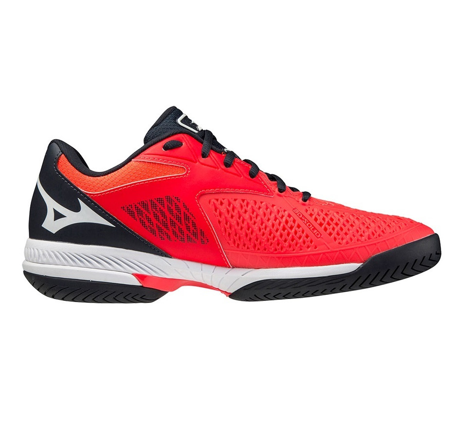 Giày tennis Mizuno Wave Exceed Tour 4AC  61GA207062 hàng chính hãng, màu đỏ, chống lật cổ chân - Tặng kèm tất thể thao Bendu - size