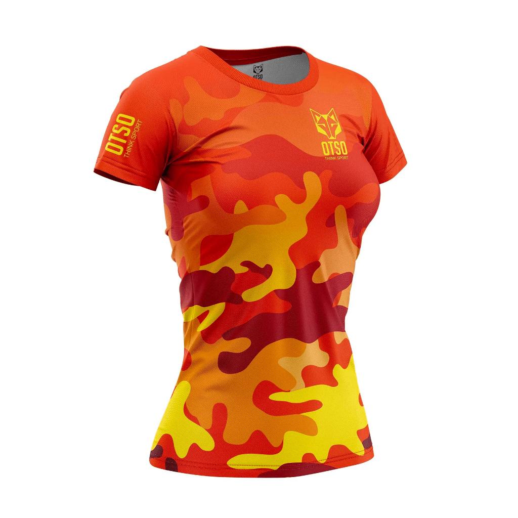 Áo Chạy Bộ T-Shirt Nữ OTSO Camo Orange