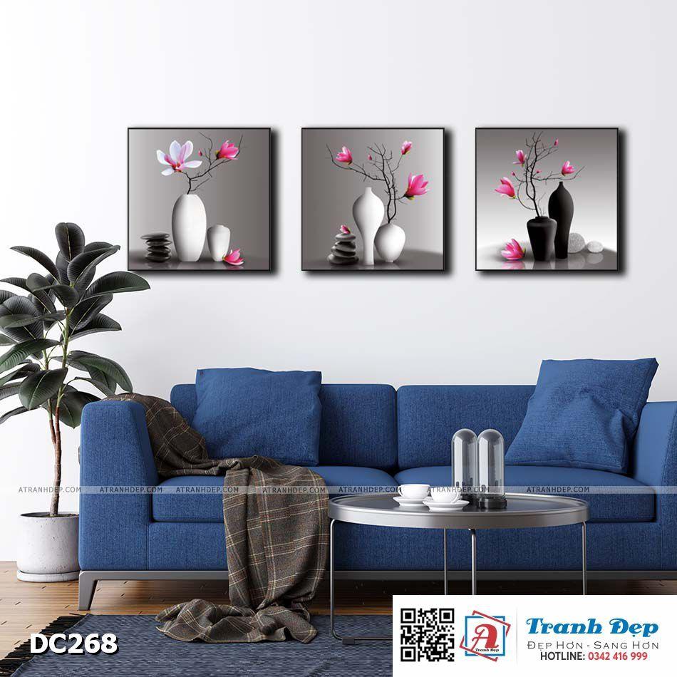 Bộ 3 tranh canvas treo tường Decor Bình hoa nghệ thuật - DC268