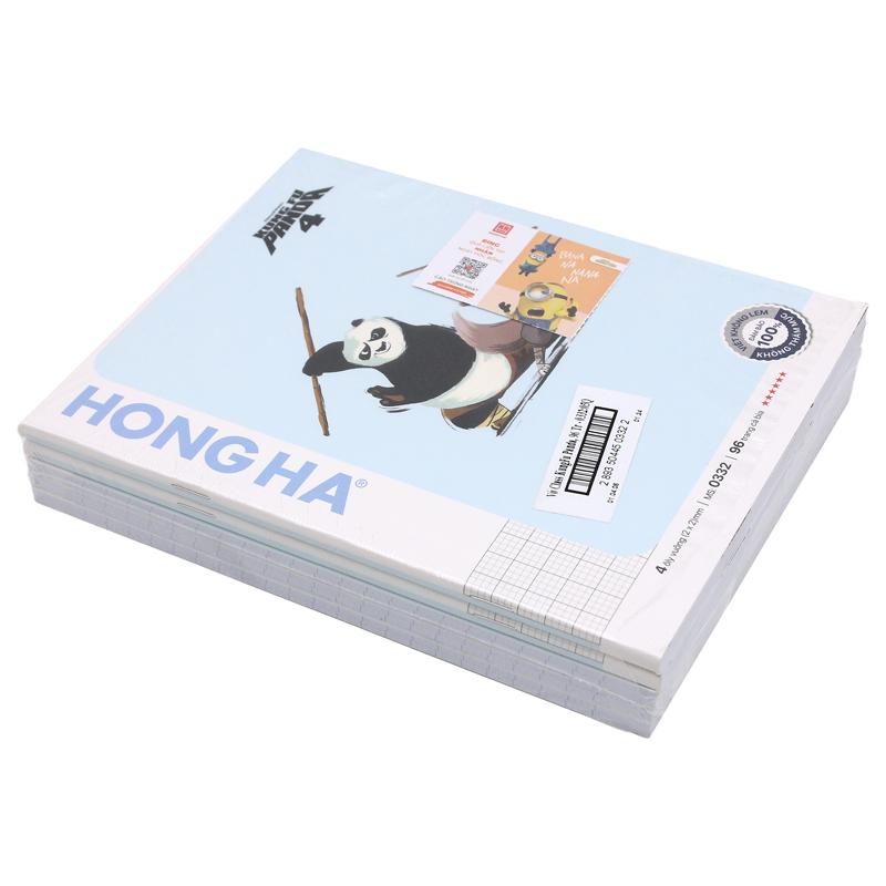 Combo 5 Tập Học Sinh Class KungFu Panda 4 - 4 Ô Ly Vuông - 96 Trang 100gsm - Hồng Hà 0332 - Mẫu 3 + Tặng Kèm Thẻ Cào