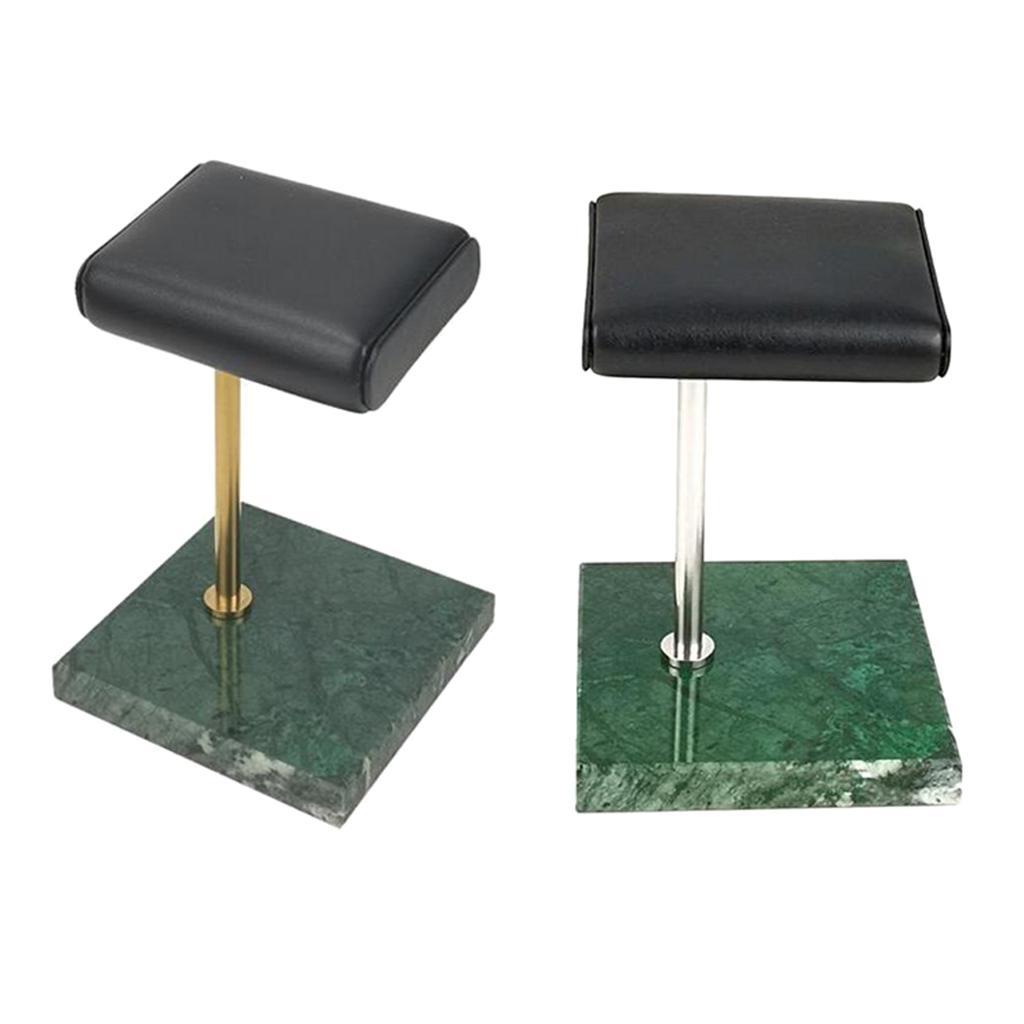 2pcs Green Marble Base & PU Watch Holder Stand Placement for Display