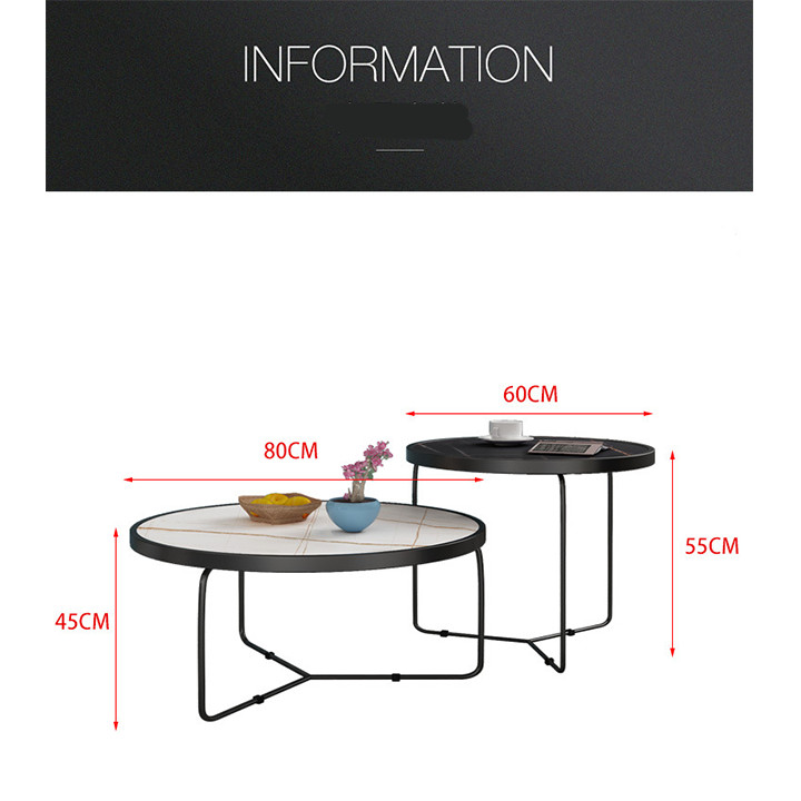 Bàn trà đôi mặt đá cao cấp, bàn sofa BAH026