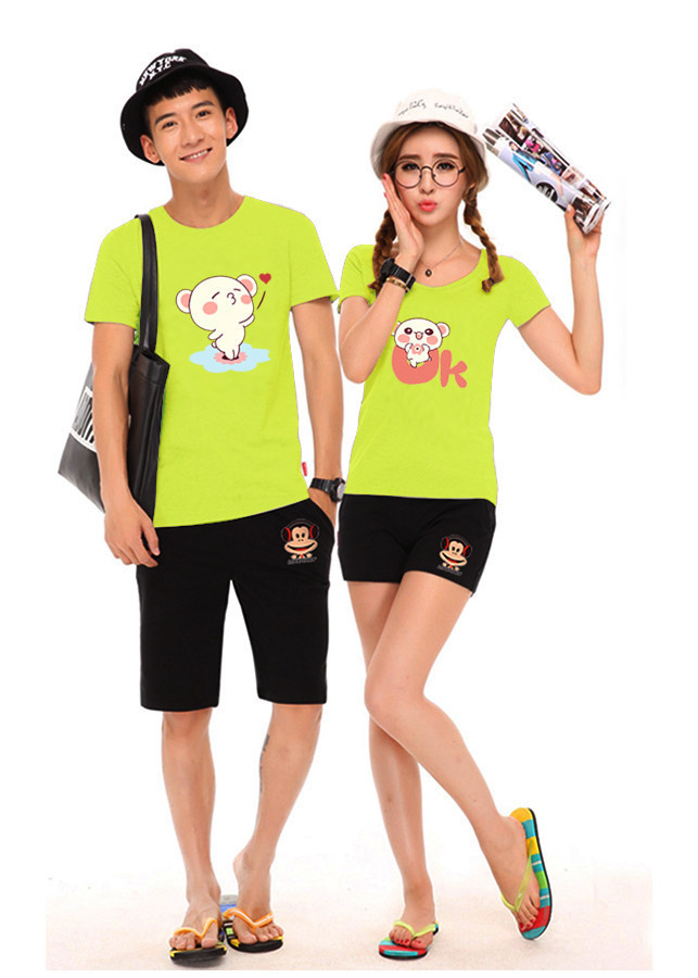 Áo Thun Đôi In Họa Tiết Độc Lạ - Màu Xanh Chuối Non