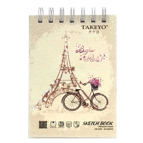 Sổ Lò Xo Takeyo 50 Tờ A6 8529 - Mẫu 1 - Hình Boujour Paris