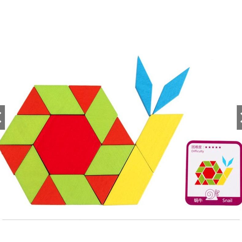 Bộ Xếp Hình Sáng Tạo Pattern Block 130 Chi Tiết Cho Bé Đồ Chơi Gỗ, Giáo Cụ Montessori, Dành Cho Bé Từ 3 Tuổi