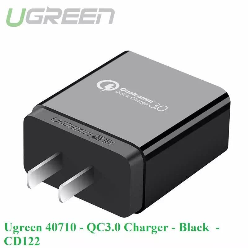 Ugreen UG40710CD122TK 18W màu Đen Củ sạc nhanh cổng USB chuẩn QC 3.0 - HÀNG CHÍNH HÃNG