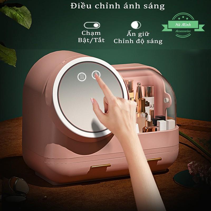 Kệ đựng đồ trang điểm, Hộp đựng mỹ phẩm nhập khẩu Kèm gương, đèn LED - Hàng cao cấp