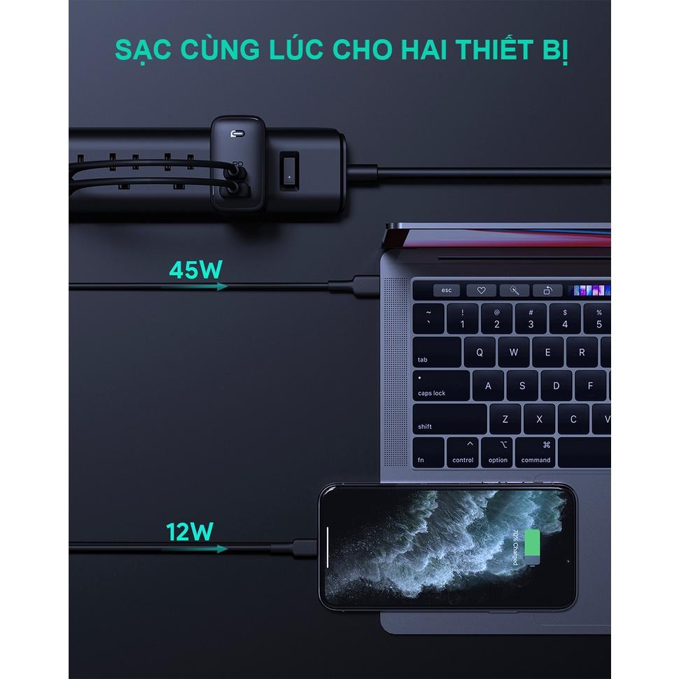 Củ Sạc Siêu Nhanh GAN AUKEY PA-B3 65W Sạc Mac 65W, PD 20W Cho iP 13 12 Pro 11 Pro XS - Hàng Chính Hãng