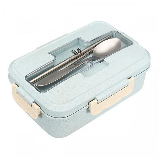 Hộp Đựng Cơm Lúa Mạch 3 Ngăn Kèm Đũa Thìa Inox Cao Cấp