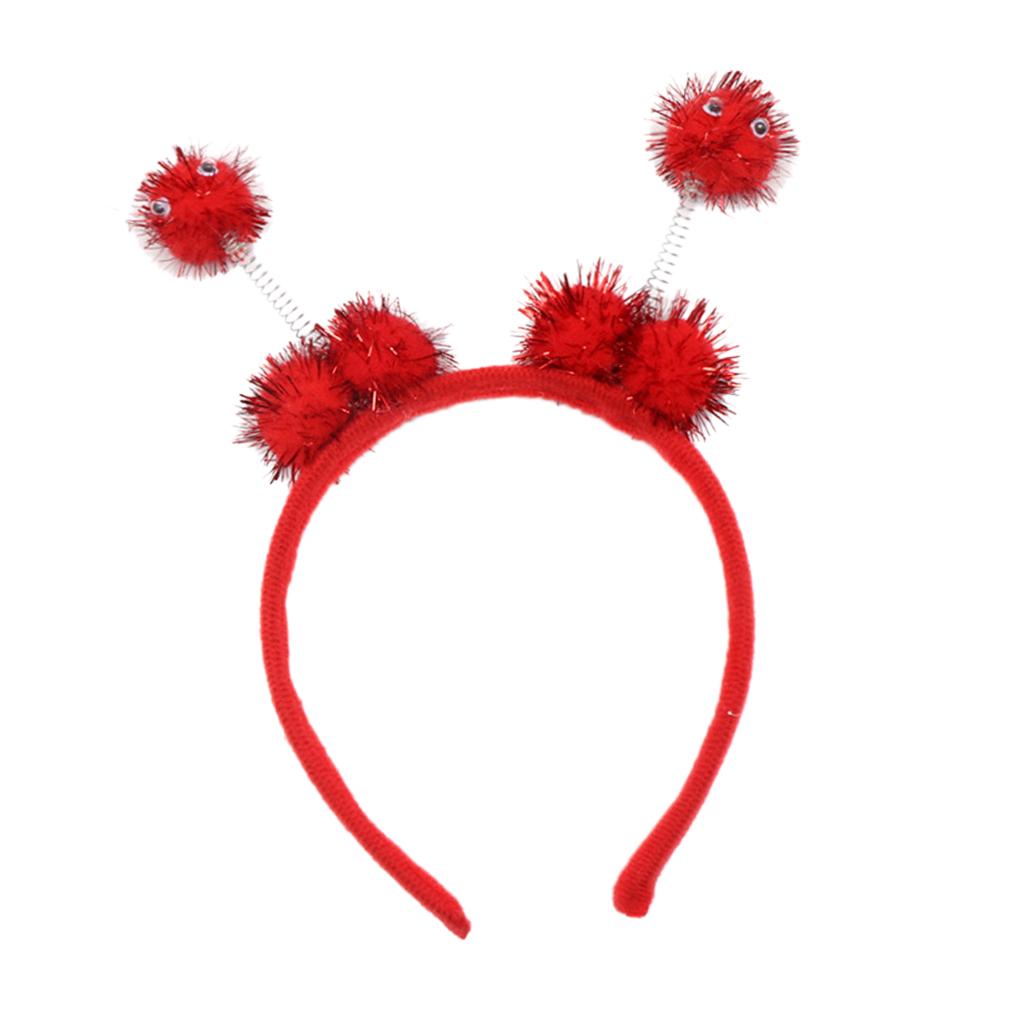 Kid Bee Pom Ball Headband Cosplay Costume Halloween Headwear Red