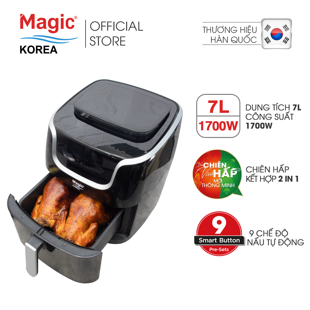 Nồi chiên không dầu kết hợp hấp Magic Korea A700 7L - Hàng chính hãng