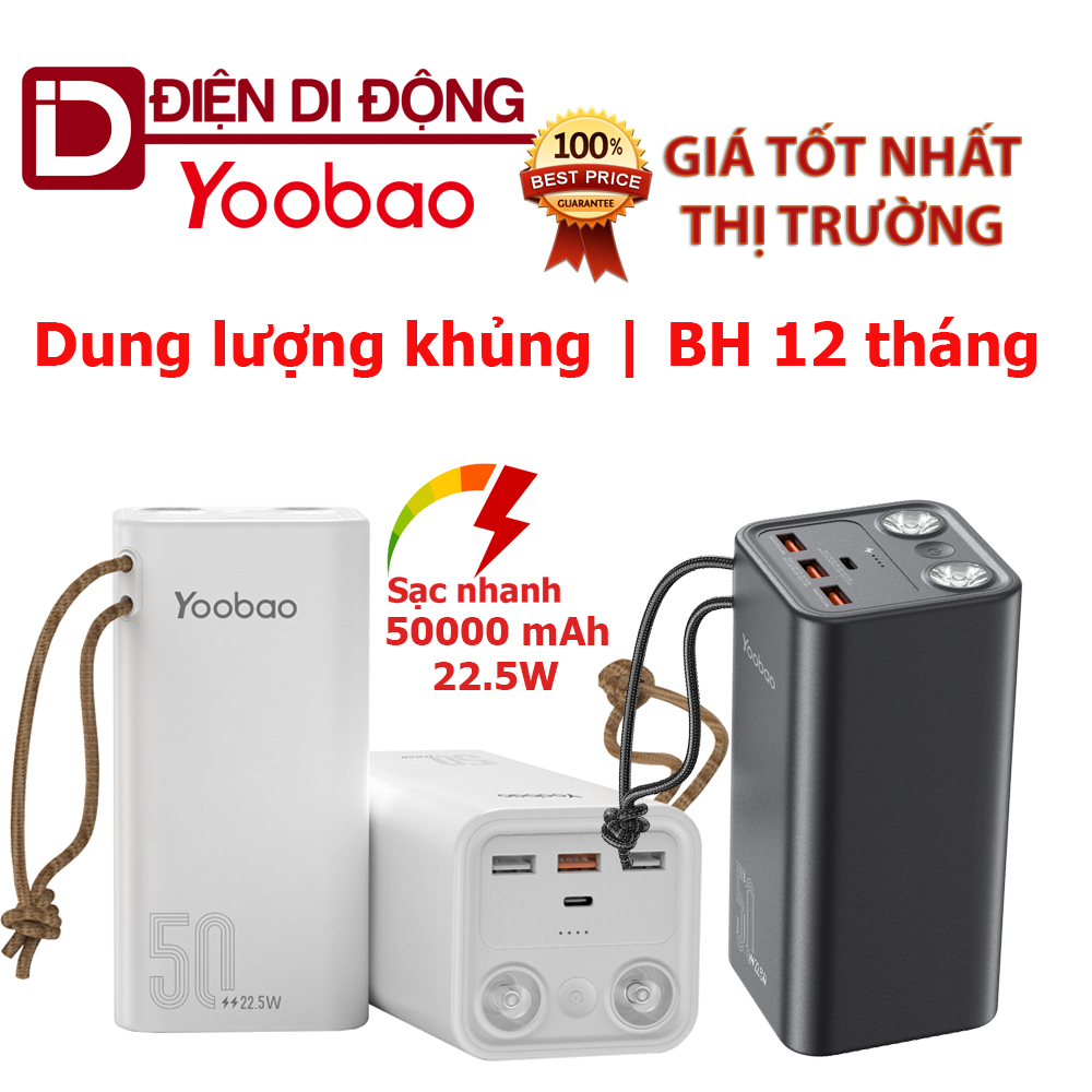 Sạc dự phòng dung lượng cao Yoobao H5 50000 mAh Sạc nhanh nhiều thiết bị - Hàng nhập khẩu