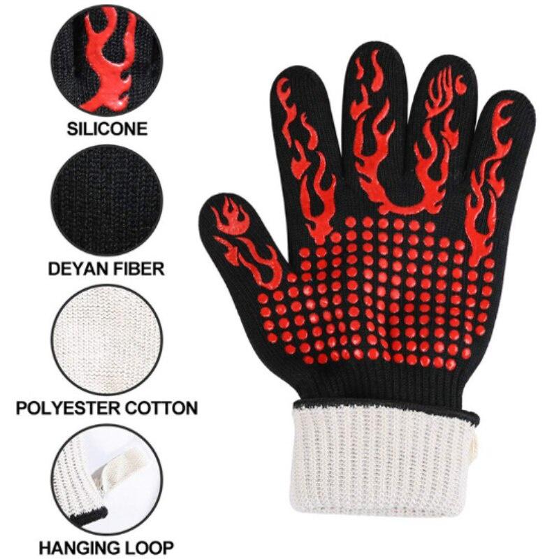 One Piece Grilling Gloves Food Grade Kitchen Barbecue Oven Glove Protective Gear Heat Resistant Silicone Cook Baking Gloves
