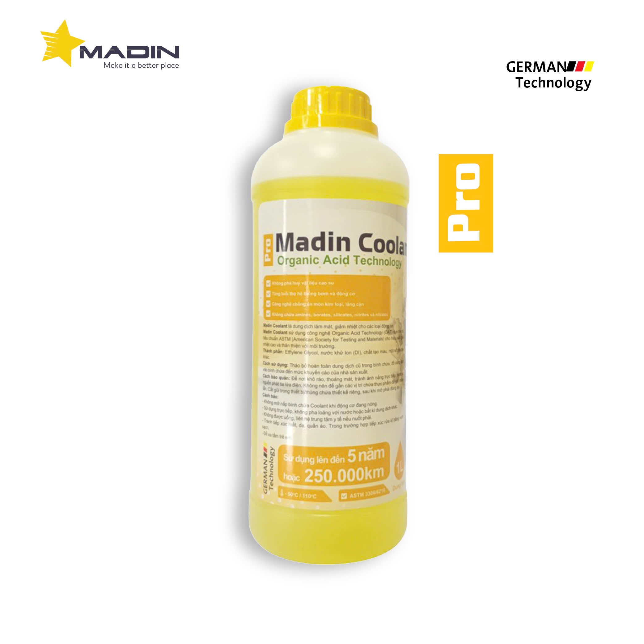 [Thùng] Dung dịch Làm Mát Ô tô, Xe máy, Động Cơ Madin Coolant Pro 60% Mono Ethylen Glycol