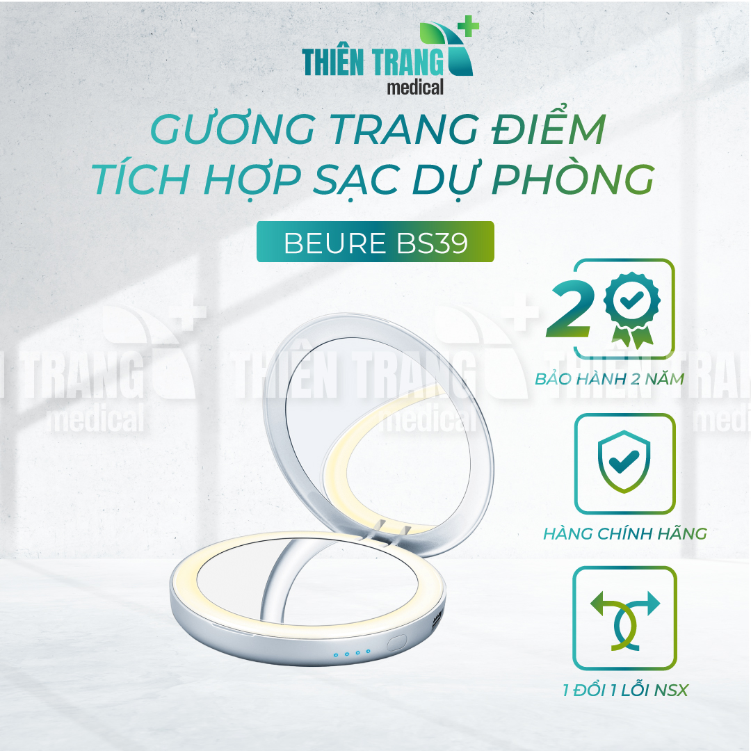 Gương trang điểm tích hợp sạc dự phòng, Model: BS39: